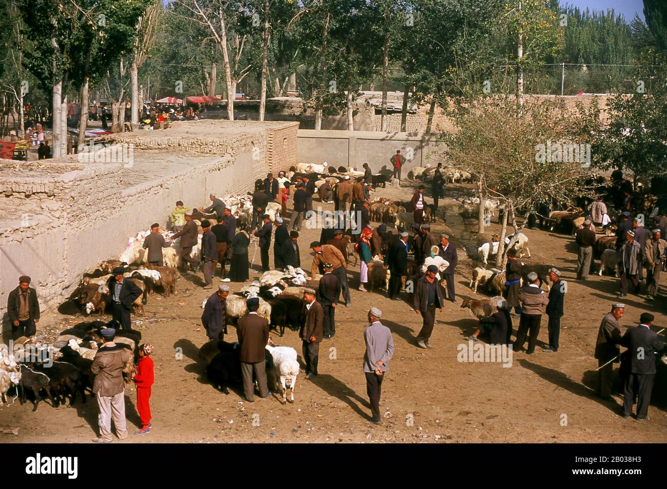 The earliest mention of Kashgar occurs when a Chinese Han Dynasty (206 BCE – 220 CE) envoy traveled the Northern Silk Road to explore lands to the west.  Another early mention of Kashgar is during the Former Han (also known as the Western Han Dynasty), when in 76 BCE the Chinese conquered the Xiongnu, Yutian (Khotan), Sulei (Kashgar), and a group of states in the Tarim basin almost up to the foot of the Tian Shan mountains.  Ptolemy spoke of Scythia beyond the Imaus, which is in a 'Kasia Regio', probably exhibiting the name from which Kashgar is formed.  The country’s people practised Zoroastr Stock Photo