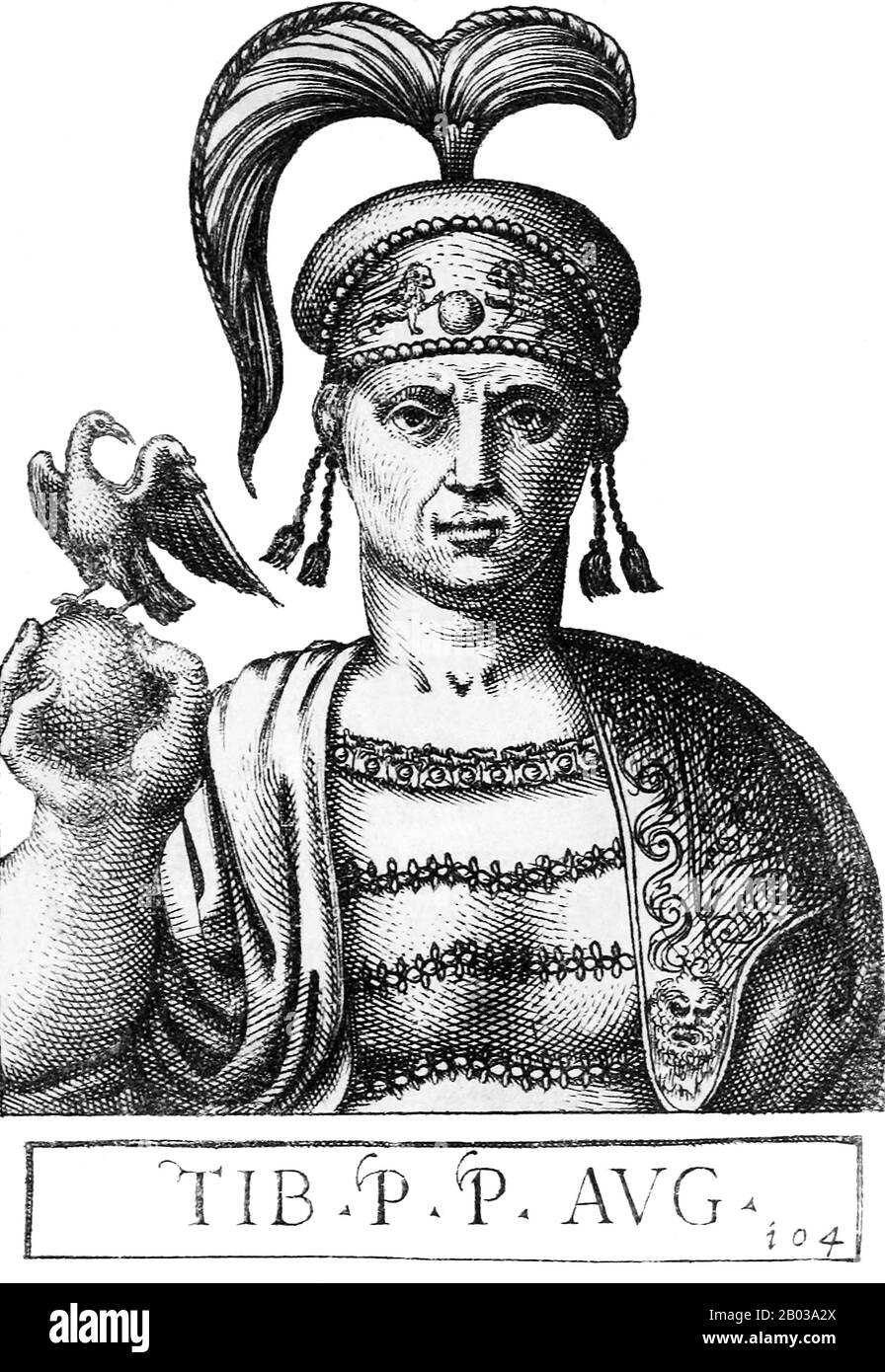 Tiberios III (-706), originally named Apsimaros, was a Germanic naval officer in the Byzantine fleet. He participated in the failed campaign to regain Carthage from the Umayyad Caliphate, and joined the fleet in rebellion against Emperor Leontios rather than admitting defeat. Apsimaros changed his name to Tiberios, and sailed to Constantinople to besiege it.  Constantinople soon fell to Tiberios' forces, and he claimed the throne for himself in 698, cutting off Leontios' nose and exiling him to a monastery. As emperor, he made the tactical decision to ignore Africa, ensuring Carthage was defin Stock Photo