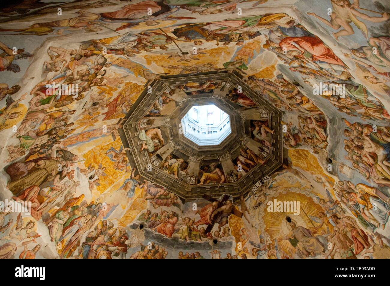 The interior frescoes of the dome were begun by Giorgio Vasari (1511 - 1574) and completed by Federico Zuccari (1540 - 1609). Stock Photo