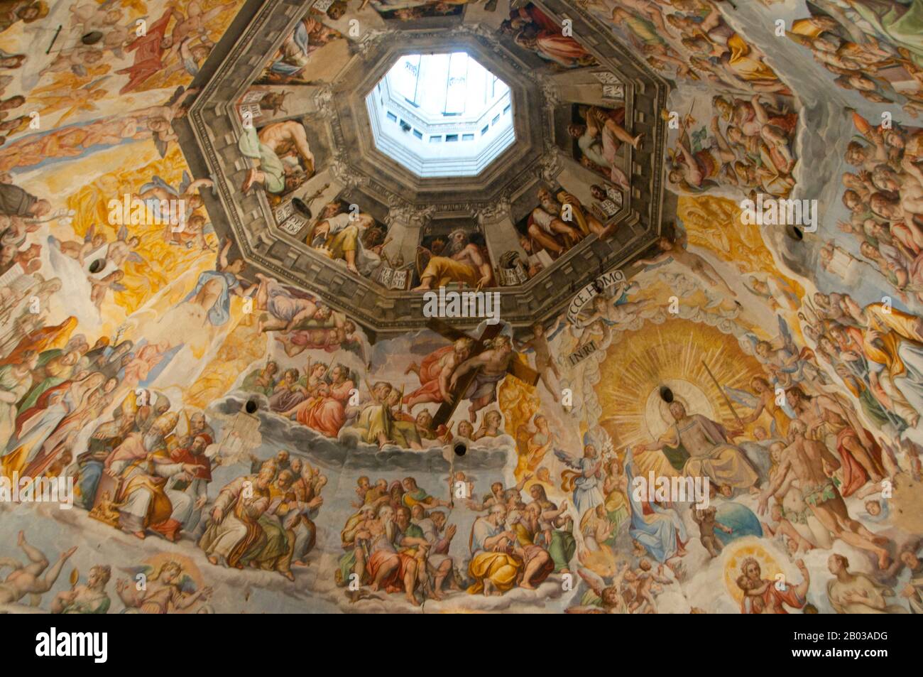 The interior frescoes of the dome were begun by Giorgio Vasari (1511 - 1574) and completed by Federico Zuccari (1540 - 1609). Stock Photo