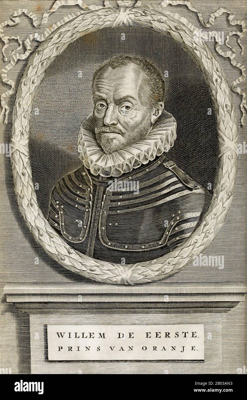 William I, Prince of Orange (1533-1584), also known as William the Silent and William the Taciturn,  was the founder of the House of Orange-Nassau, making him the ancestor of the present Dutch monarchy. Within the Netherlands he is also fondly remembered as the 'Father of the Fatherland'. Stock Photo