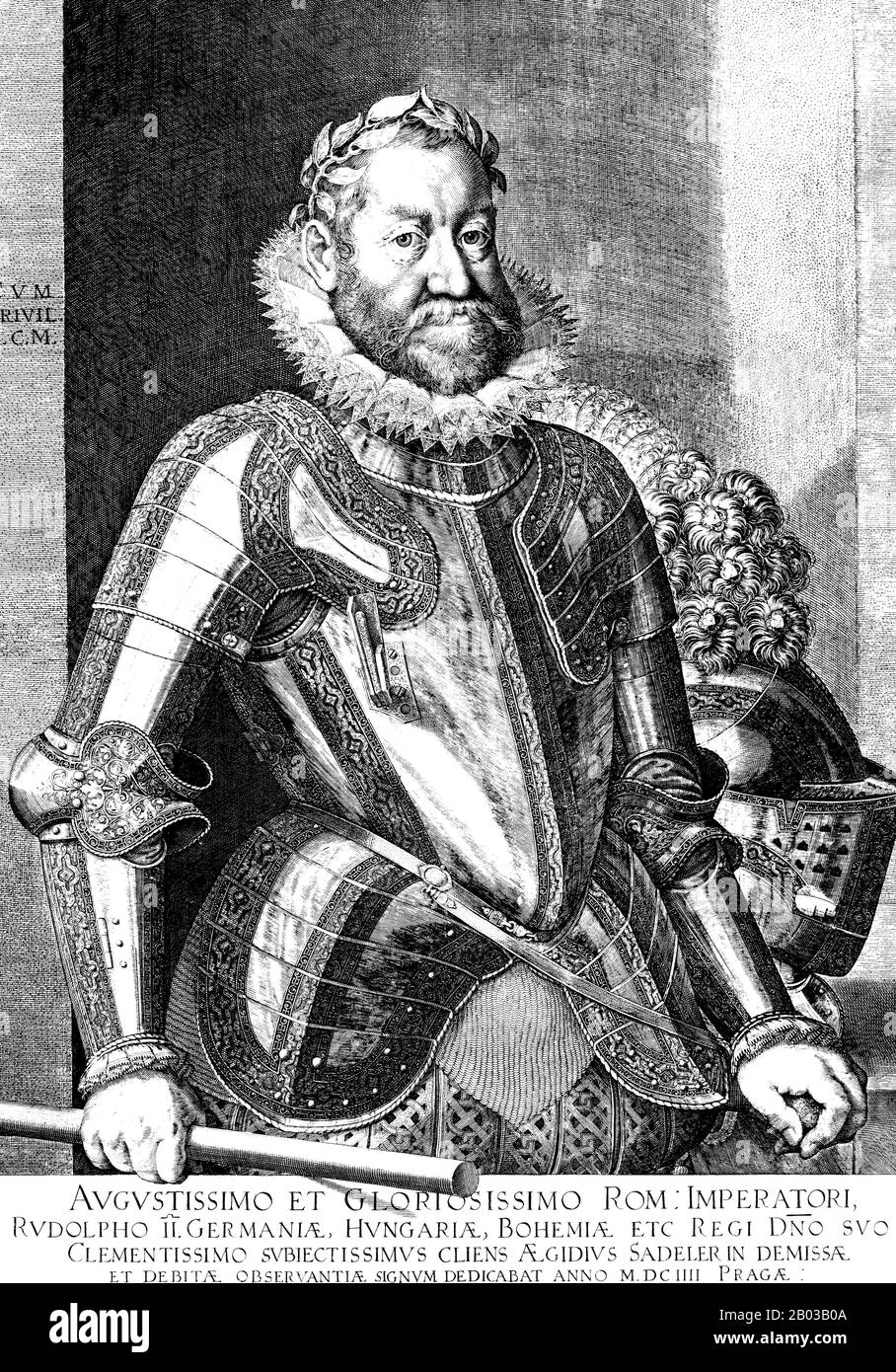 Rudolf II (1552-1612) was the eldest son and successor of Emperor Maximilian II. He became King of Hungary and Croatia in 1572, and by the time of his father's death in 1576, had also inherited the Bohemian, German and Holy Roman crowns. Stock Photo