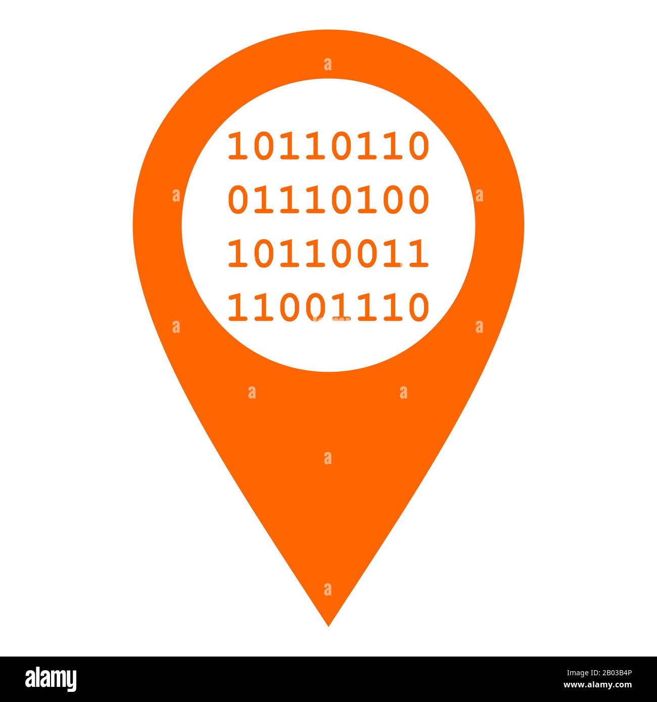 Binary code and location pin Stock Photo - Alamy