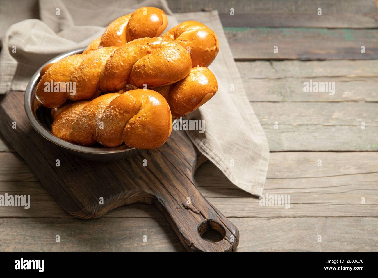 Greek easter buns. Greek Easter. Italian Easter. Traditional easter bread. Easter eggs Stock Photo