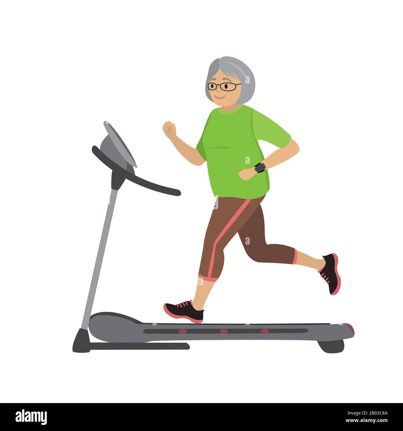 Cartoon grandmother on a treadmill,fitness and jogging concept,isolated on  white background,vector illustration Stock Vector Image & Art - Alamy