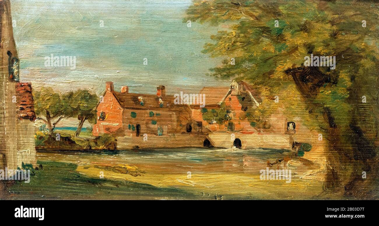 John Constable, Flatford Mill, landscape painting, 18101811 Stock