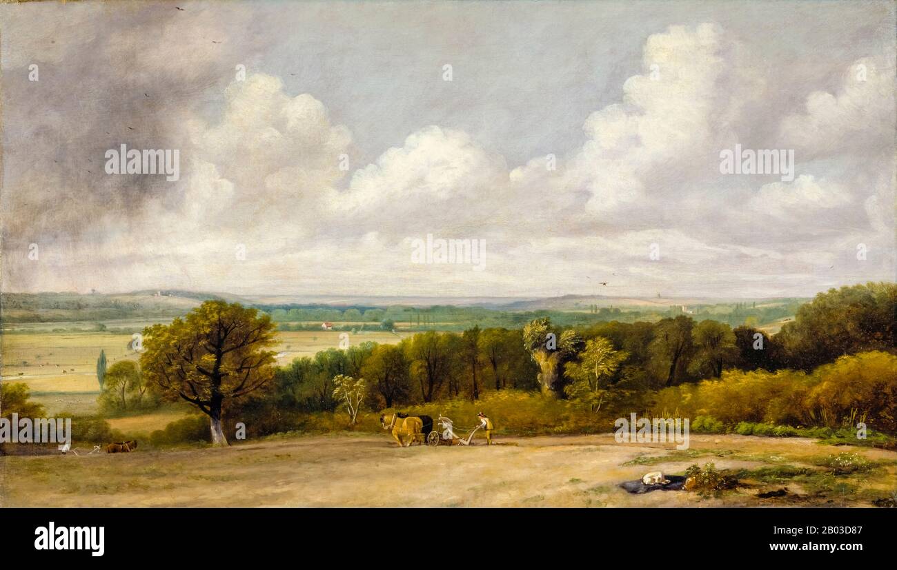 John Constable, Ploughing Scene in Suffolk, landscape painting, 1824-1825 Stock Photo