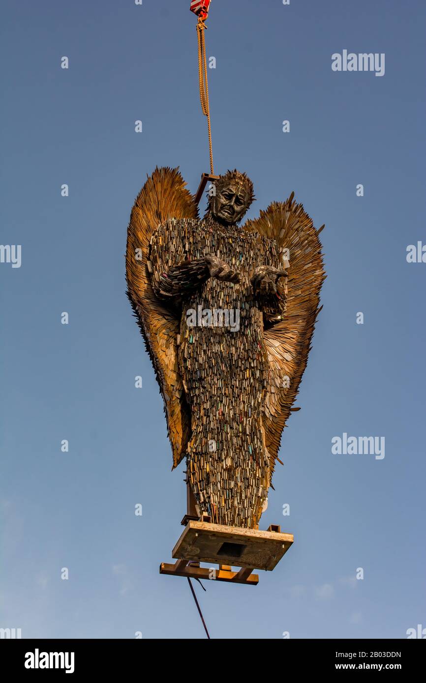 Knife angel In Newtown Powys/Oswestry Stock Photo
