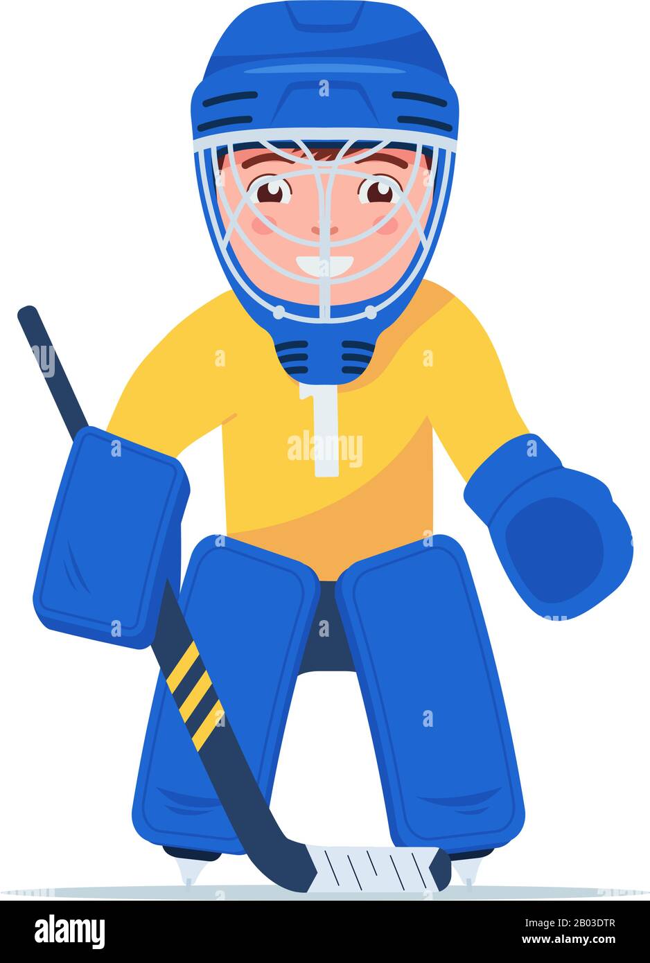 Ice Hockey Goalie, sport player cartoon action - Stock