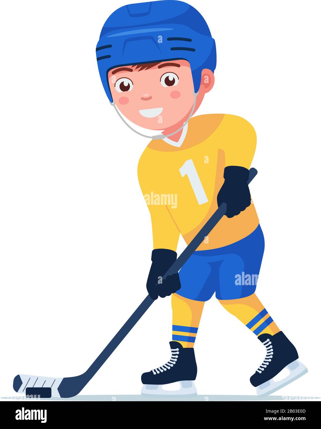 Ice Hockey stick with puck. Sports Vector illustration isolated on