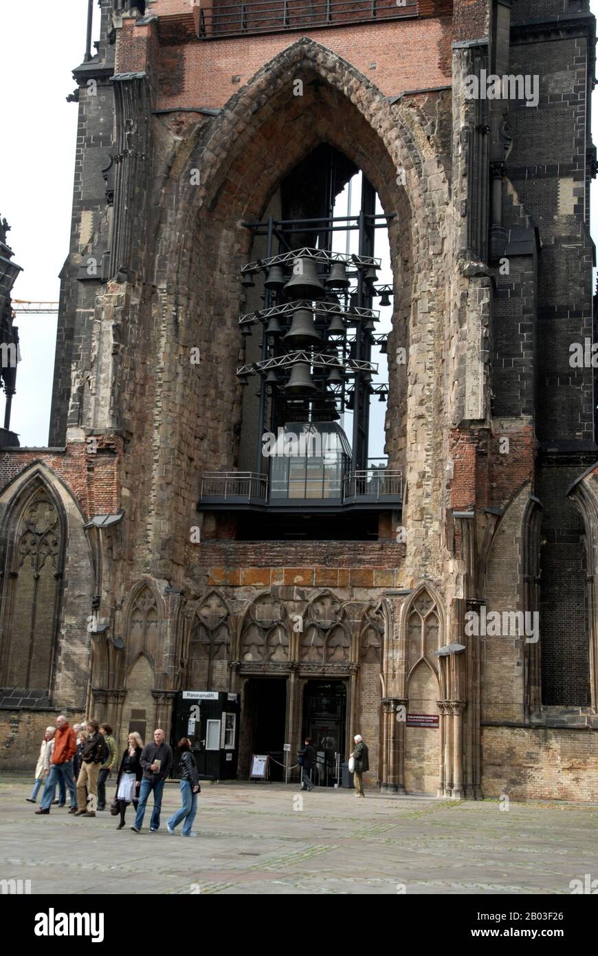 The remains of St.Nicholas Church and its part of its 147 meter tower in Hamburg, Germany. The