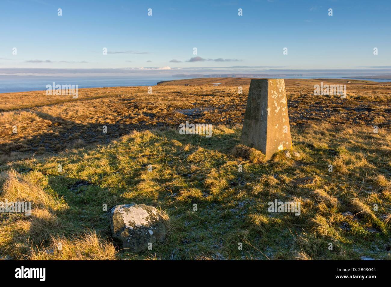 The trig point on Brims Hill near Holborn Head, Scrabster, near Thurso ...