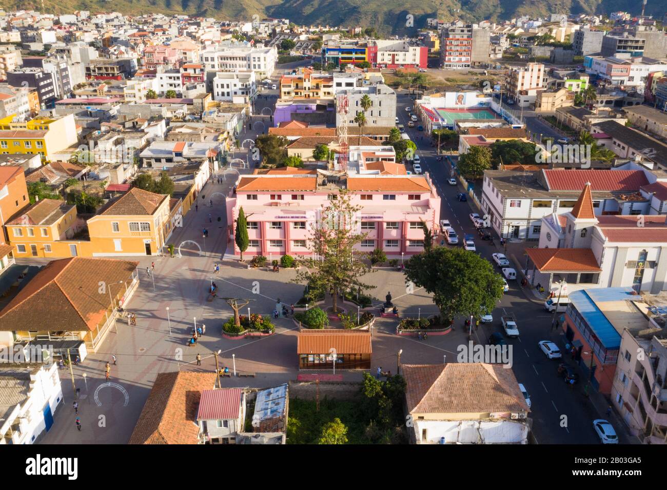 Aerial view of Assomada city in Santa Catarina district of Santiago Island  in Cape verde Stock Photo - Alamy