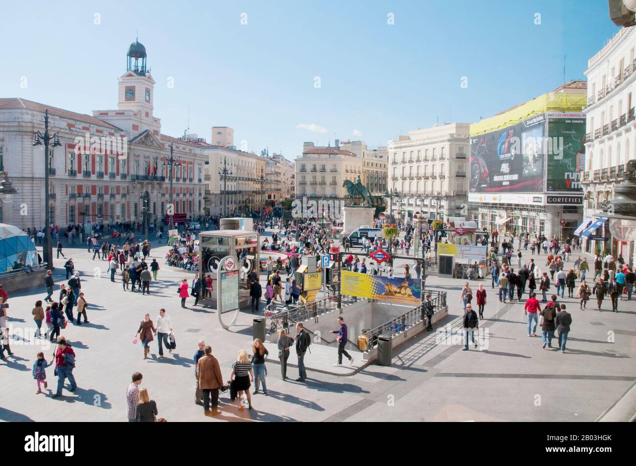 Puerta del Sol, view from above. Madrid, Spain. Stock Photo