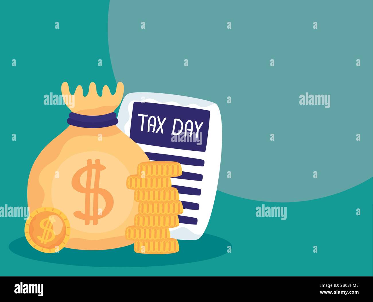 tax day with money bag Stock Vector Image & Art - Alamy