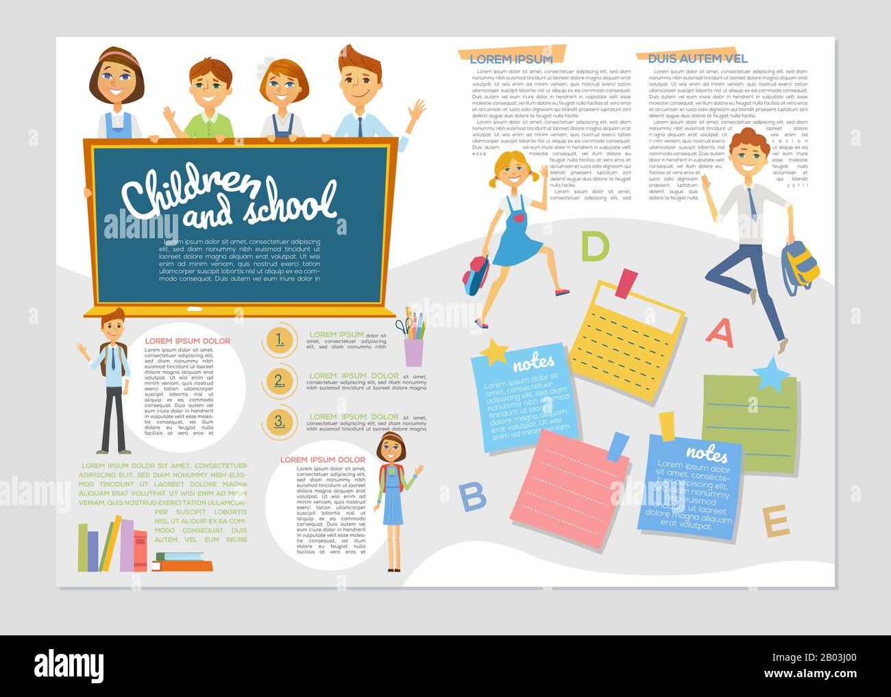 Children and school - colorful vector brochure template Stock Vector