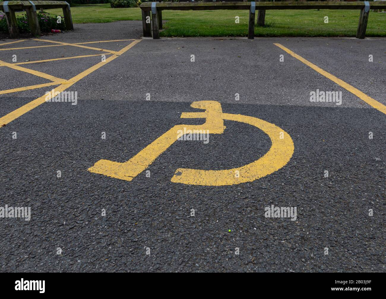 disabled parking space Wallasey Merseyside July 2019 Stock Photo