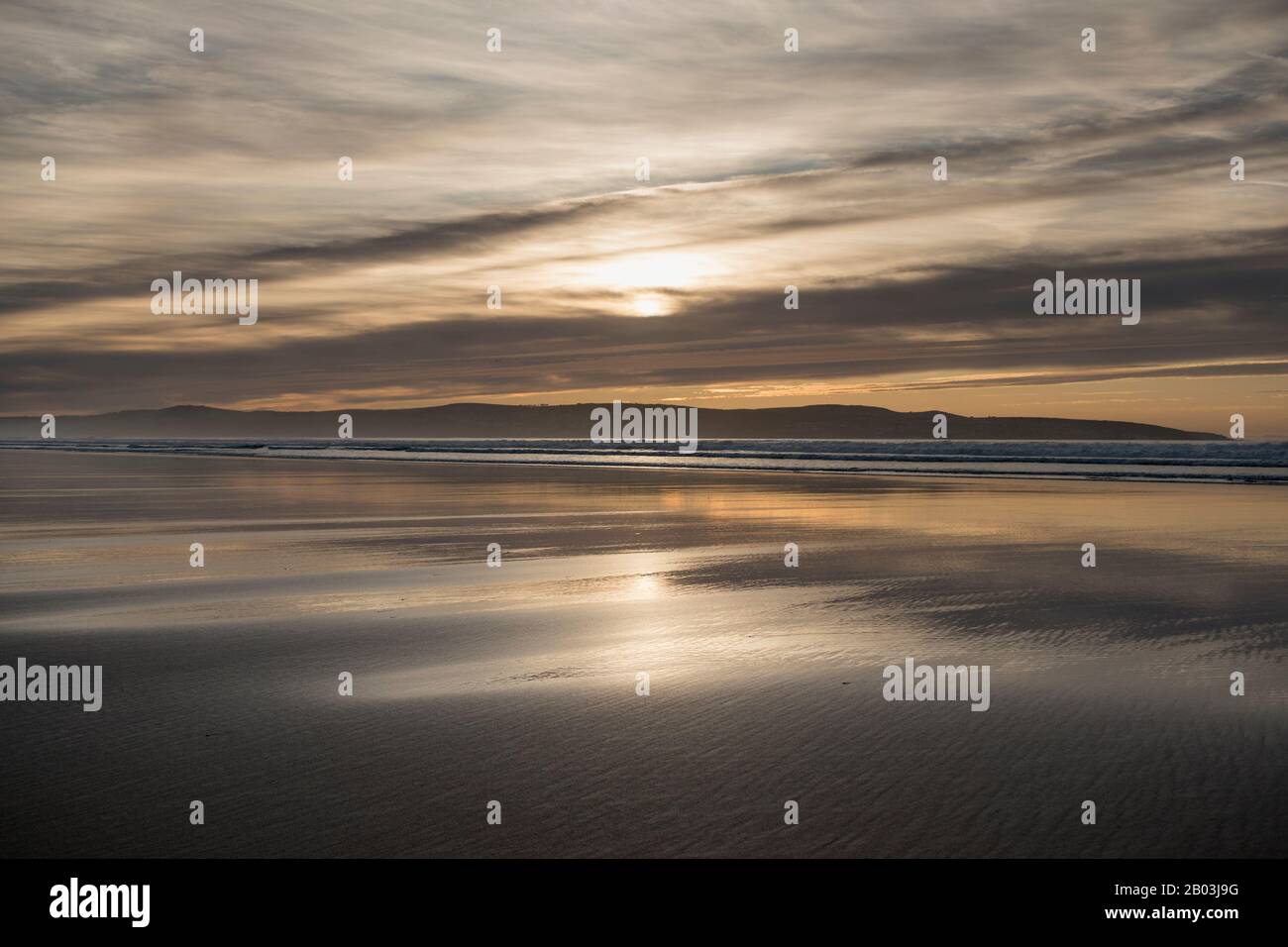Sunset captured at Gwithian Beach, north Cornwall, UK Stock Photo