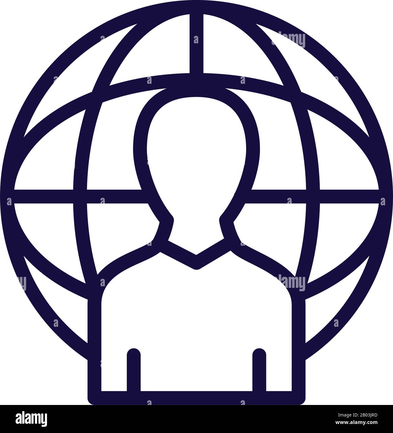 Avatar and global sphere line style icon design of Person profile ...