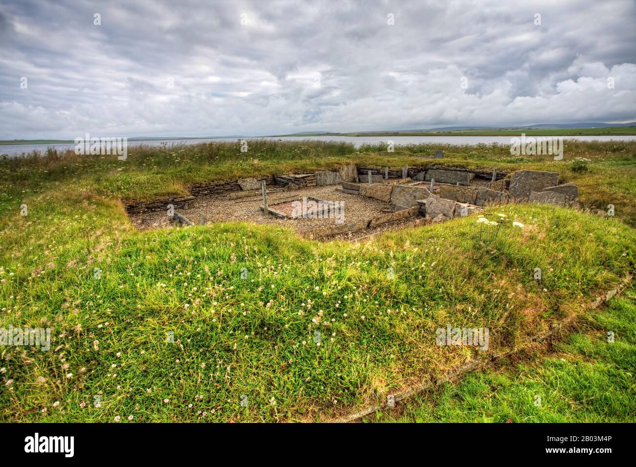 A View of Barnhouse neolithic Settlement, Orkney Stock Photo