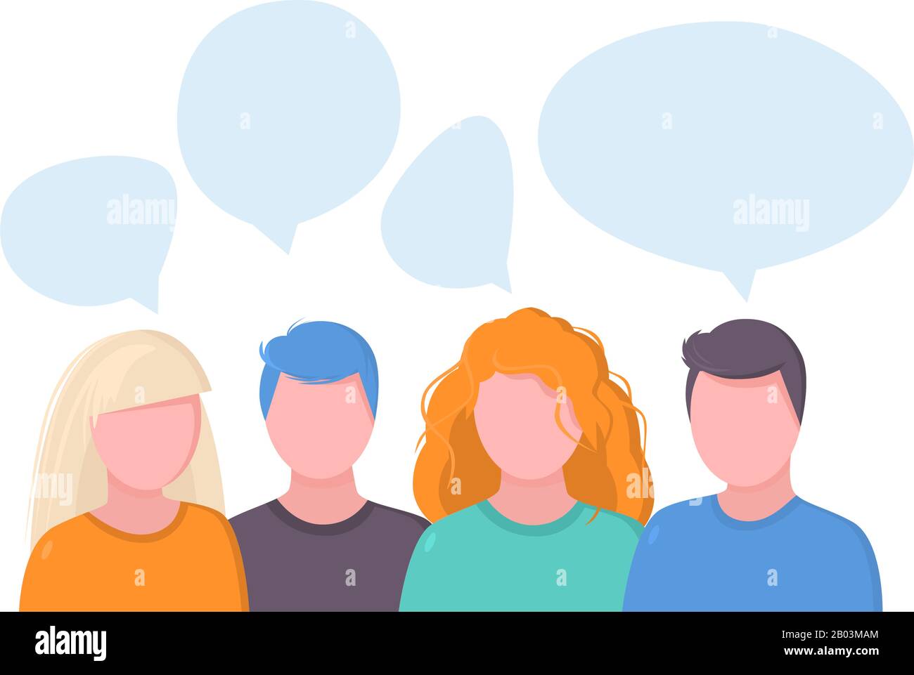 Flat Illustration with people talking with each other Stock Vector