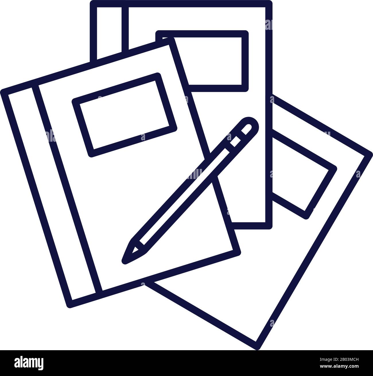 books and pencil line style icon design, Education literature read ...