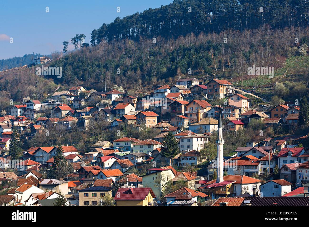 View over the houses in the mountains of Sarajevo, Bosnia and Herzegovina Stock Photo