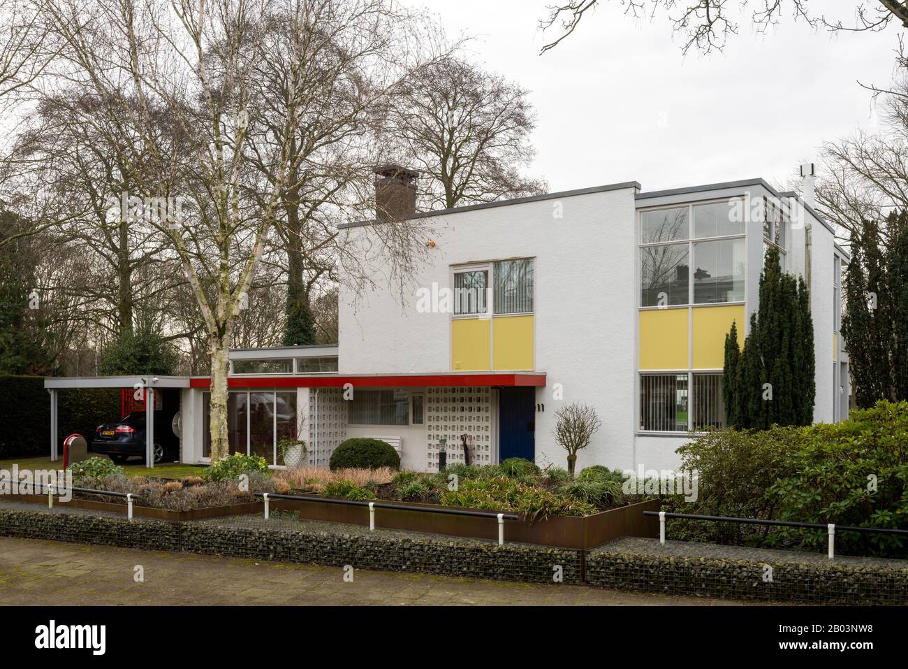 Utrecht, Haus Theissing, 1958-1960 von Gerrit Rietveld erbaut, Straßenseite Stock Photo