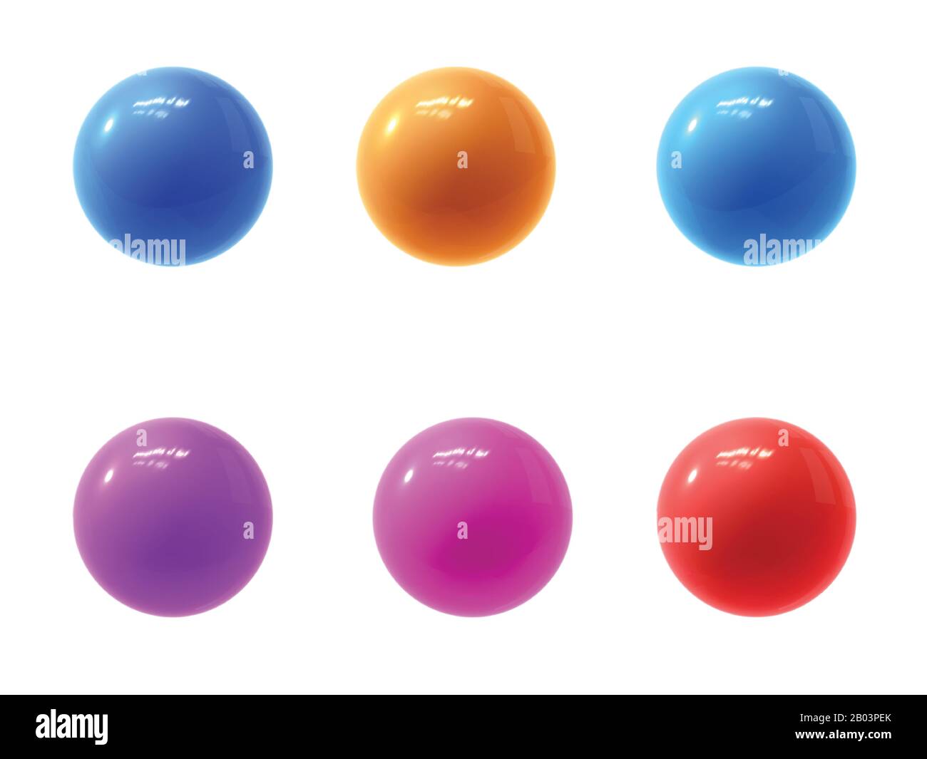 Realistic modern vector set of colorful shiny glossy plastic balls with ...