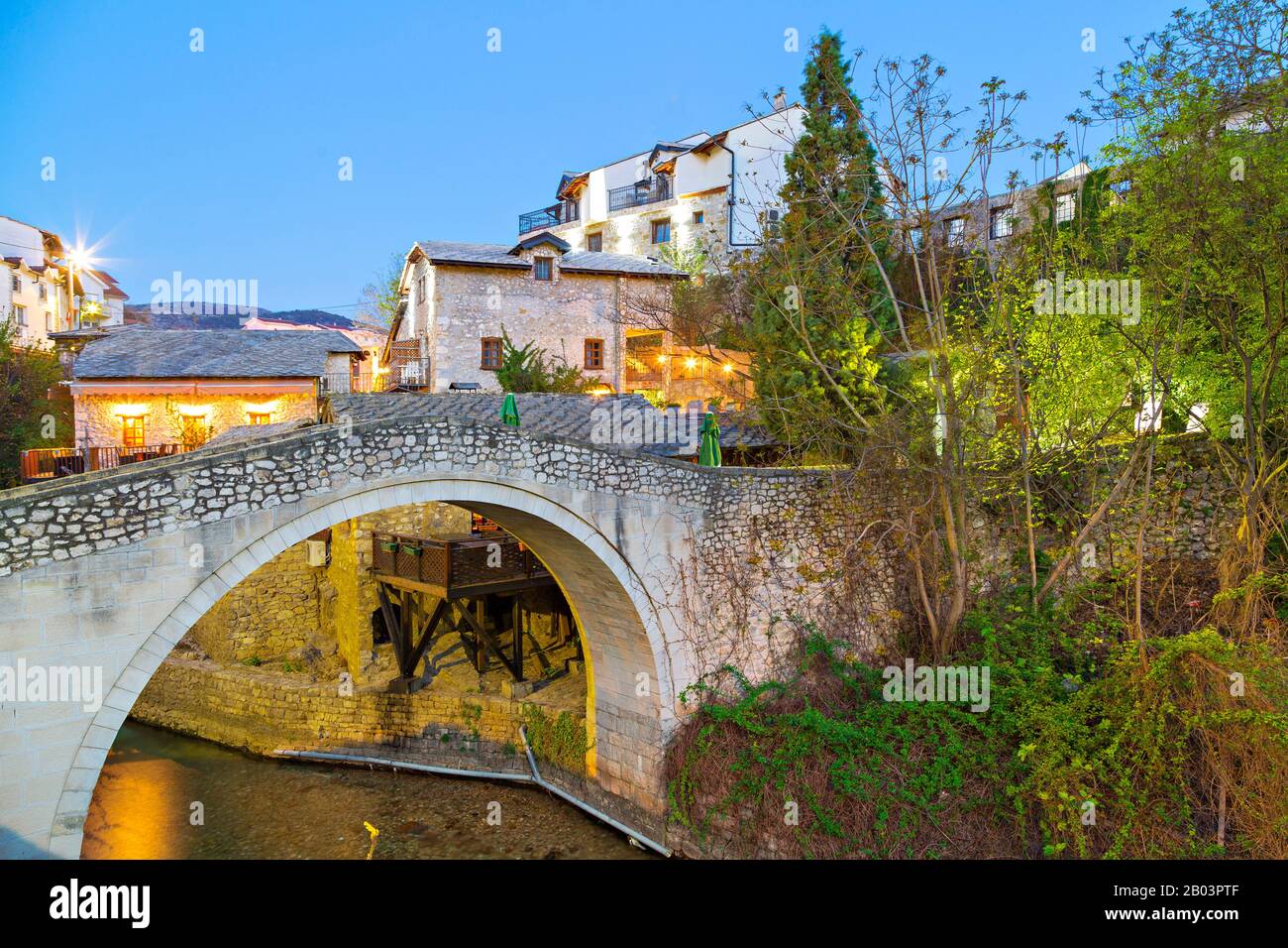 Crooked bridge in Mostar, Bosnia and Herzegovina Stock Photo