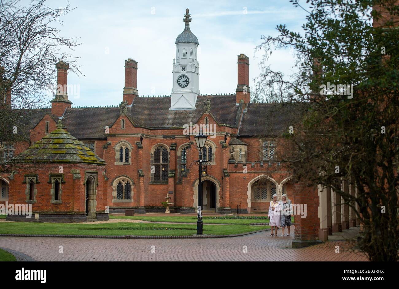 General view of the Nicholas Chamberlaine Almshouses in Bedworth ahead of a visit by The Prince of Wales during a tour of Warwickshire and the West Midlands. Stock Photo
