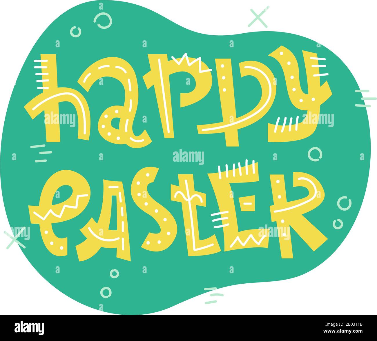 Vector easter lettering with doodles - Happy Easter day. Stock Vector
