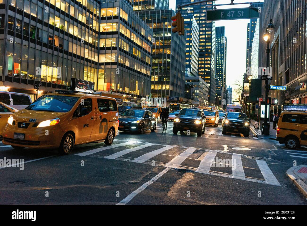 New York City at night. Stock Photo