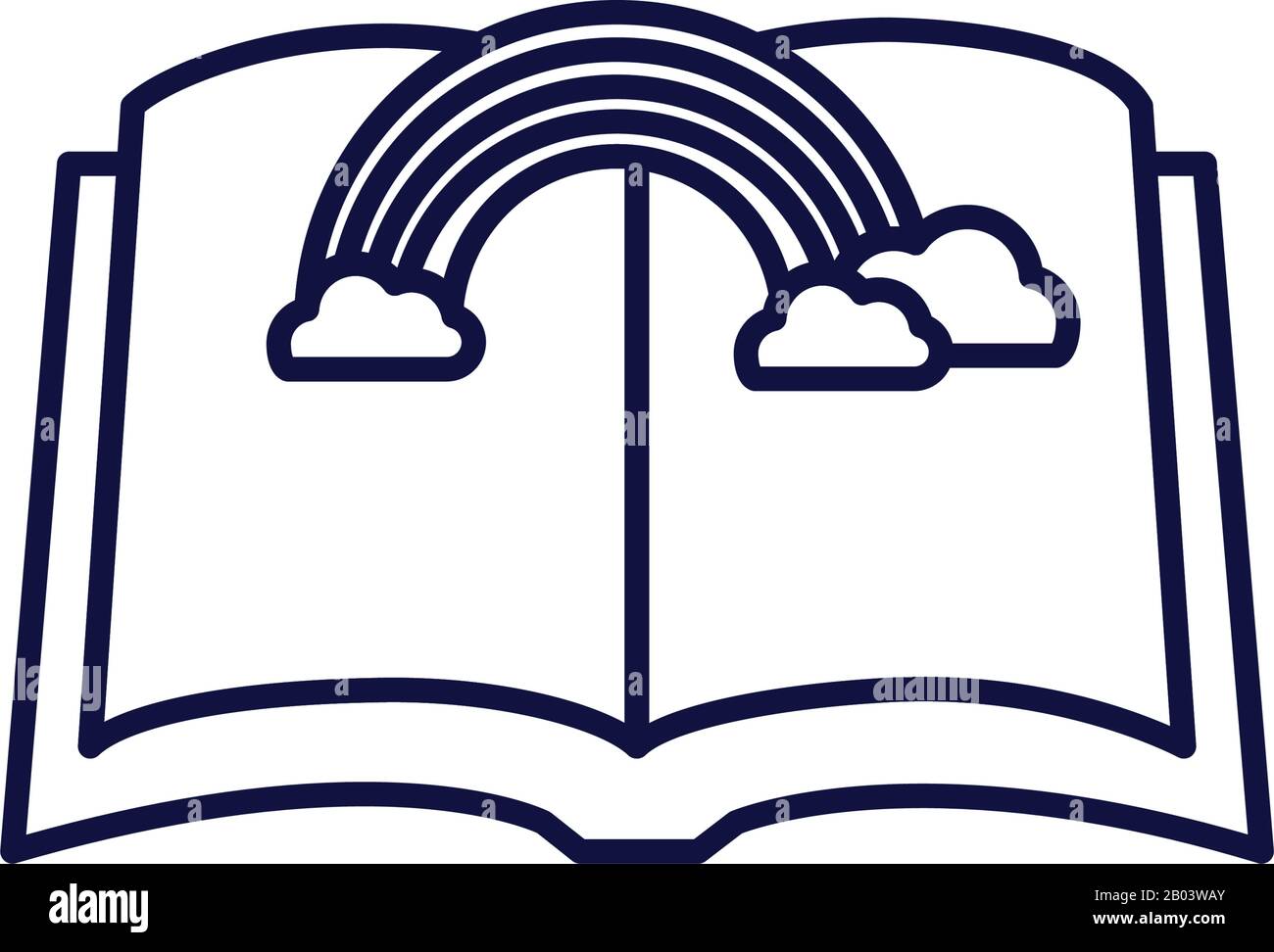 open book and rainbow line style icon design, Education literature read ...
