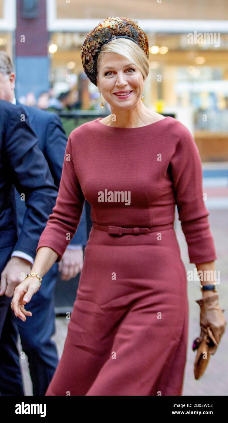 Amsterdam, Netherlands. 18th Feb 2020. Queen Maxima of The Netherlands arrive at the Brakke Grond in Amsterdam, on February 18, 2020, to attend the seminar Indonesia and the Netherlands: a joint future, organized by DutchCulture. They attending the seminar in the run-up to the state visit to the Republic of Indonesia in MarchPhoto: Albert Nieboer/ Netherlands OUT/Point de Vue OUT | Credit: dpa picture alliance/Alamy Live News Stock Photo
