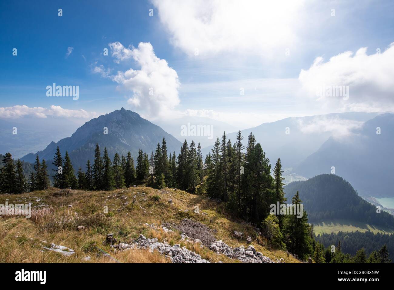 Rofan mountain range near the gondola station Rofan cable car in Tyrol / Austria Stock Photo
