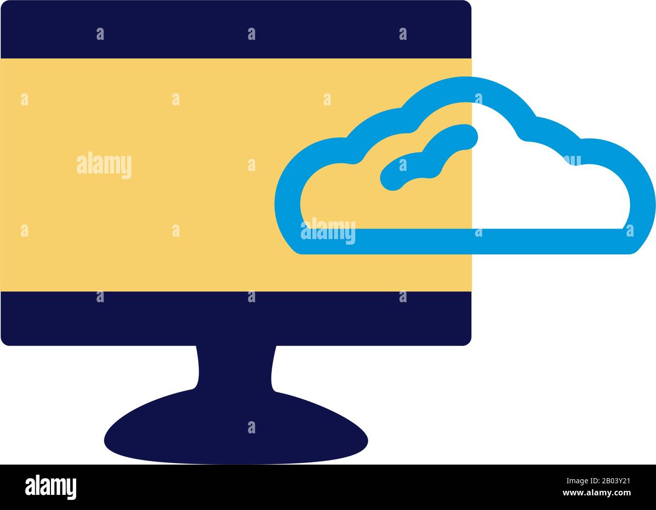 cloud computing with computer lineal color style Stock Vector Image ...