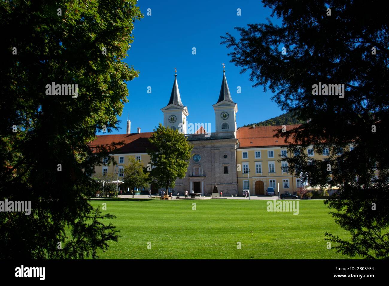 Tegernsee Abbey at Lake Tegernsee in the bavarian alps / Gemrany Stock Photo