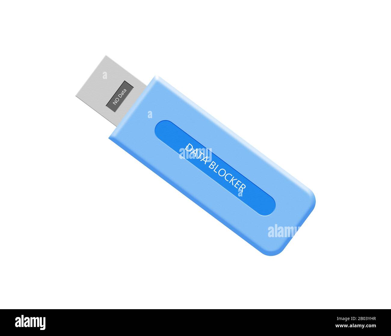 3d Illustrative example of USB data blocker or Condom used to protect from juice jacking or hacking. Stock Photo