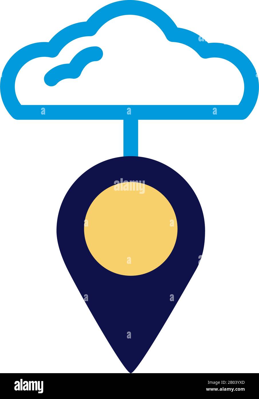 cloud computing with pin location lineal color style Stock Vector Image ...
