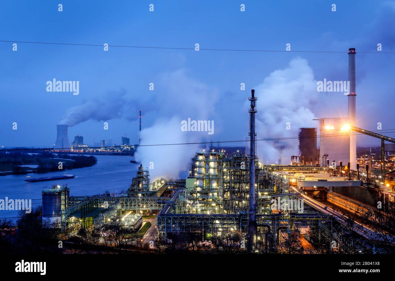 Duisburg, Ruhr Area, North Rhine-Westphalia, Germany - ThyssenKrupp Steel Europe, KBS coking plant Schwelgern am Rhein in Duisburg-Marxloh, at the bac Stock Photo