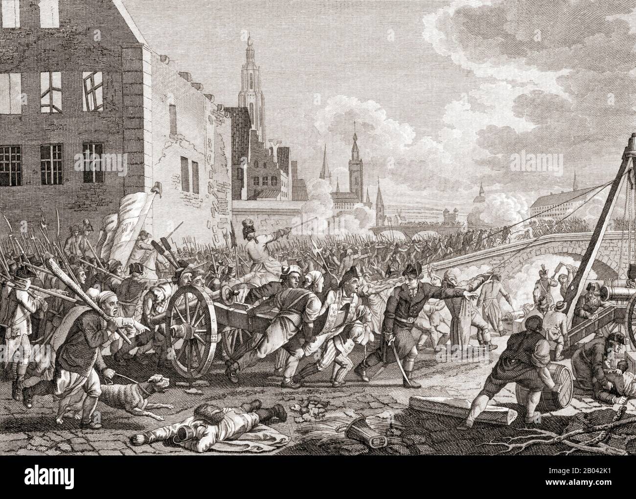 Outbreak of the revolt in Brabant, Austrian Netherlands (modern day Belgium) against the Austrian authority of Emperor Joseph II in 1789. Stock Photo