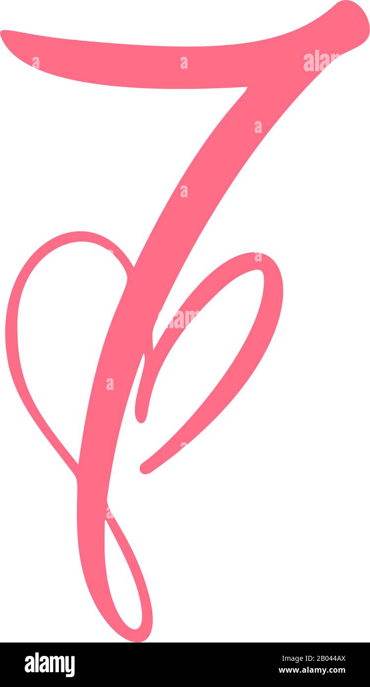 Vector Vintage floral monogram Number seven 7. Calligraphy element