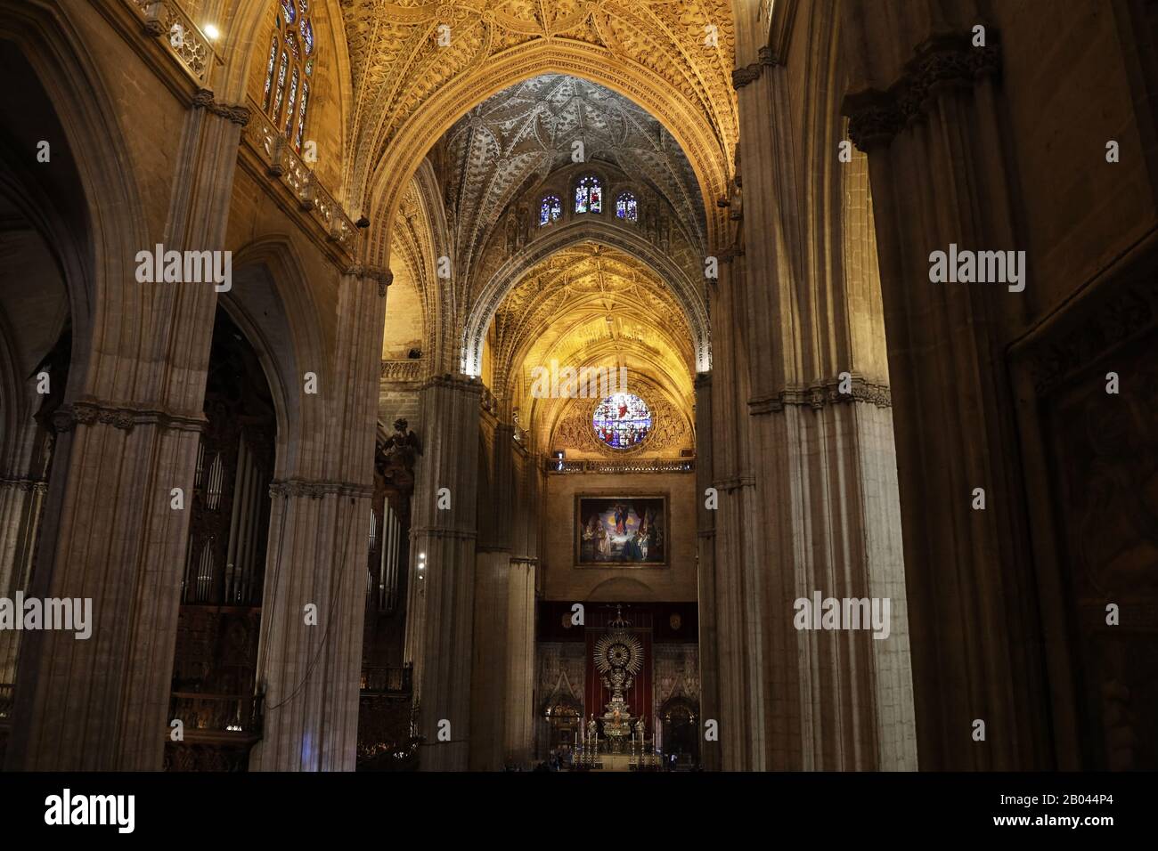 Interior of Seville Cathedral (Catedral de Santa María de la Sede) Stock Photo