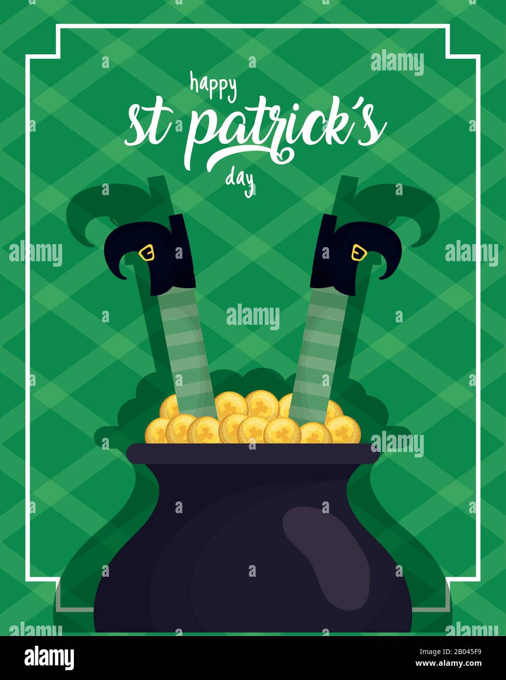 happy st patricks day card with treasure cauldron Stock Vector Image ...