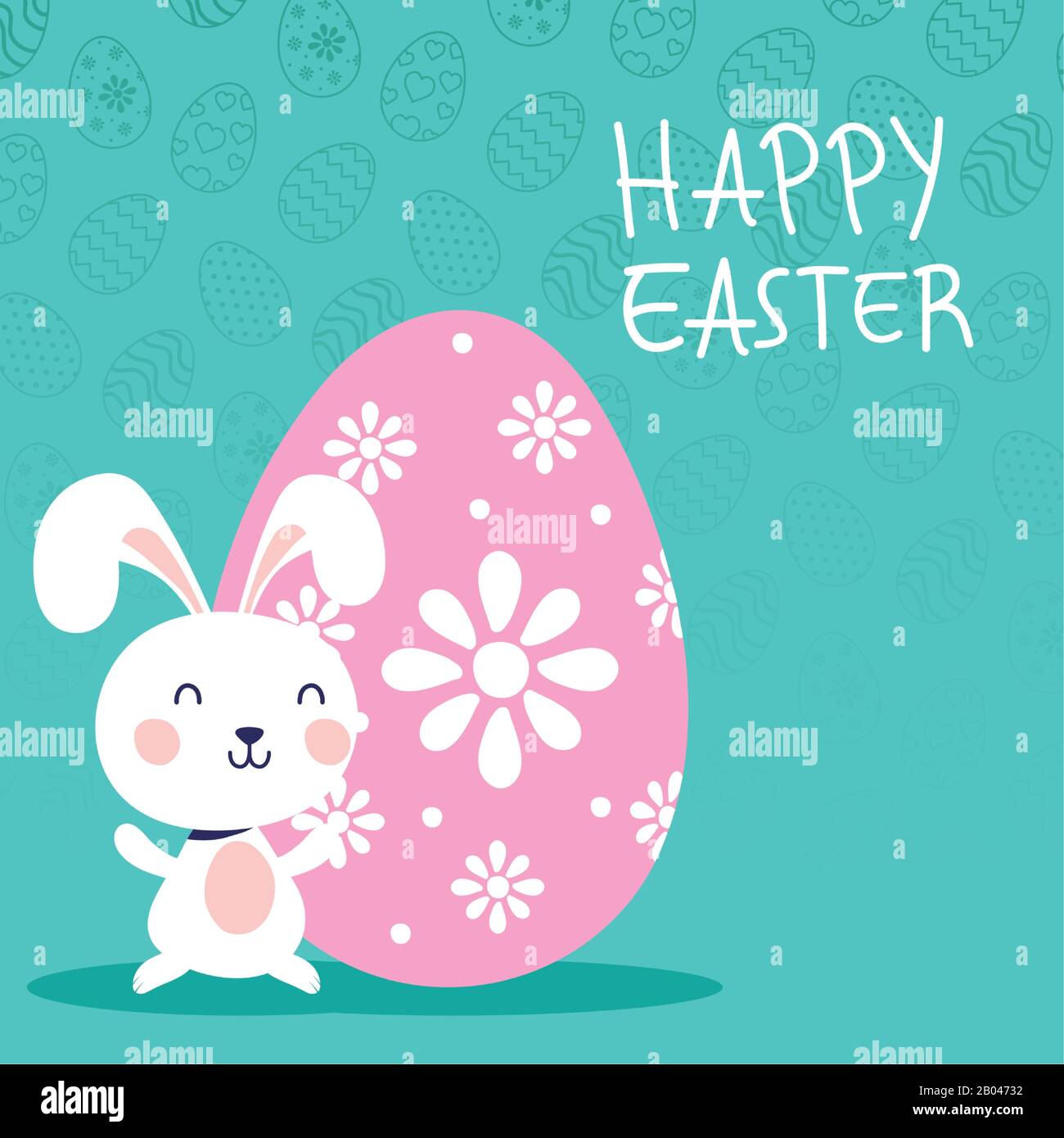happy easter celebration card with rabbit and egg painted Stock Vector ...