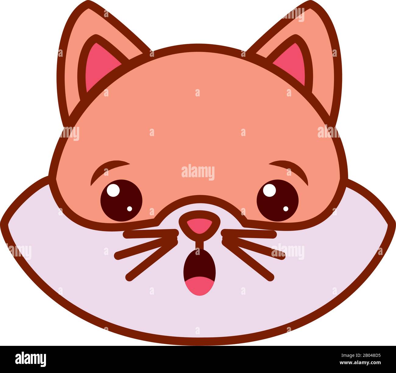 Cute cat icon. pink cat icon on white background. happy cat icon standing  and modern for illustration., Stock vector