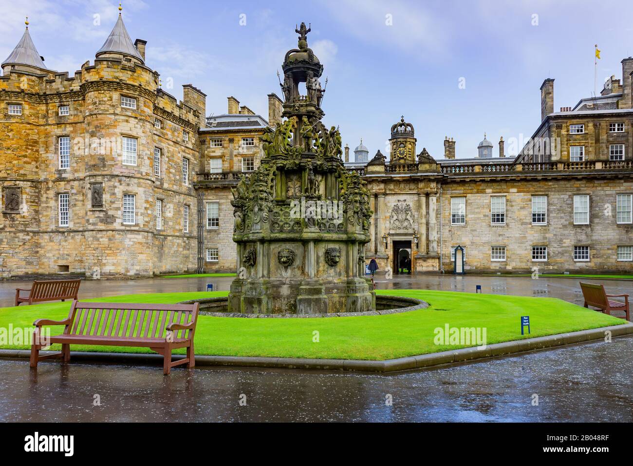 Exterior View Of The Palace Of Holyroodhouse At Edinburgh Stock Photo exterior-view-of-the-palace-of-holyroodhouse-at-edinburgh-stock-photo
