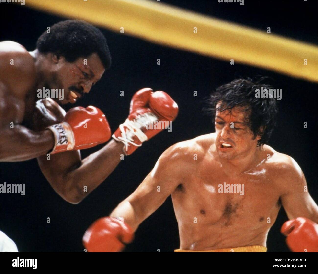 ROCKY II - 1979 United Artists film with Sylvester Stallone at left and Carl Withers Stock Photo