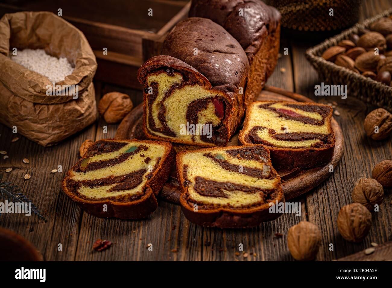 Still life of walnut loaf bread Stock Photo Alamy